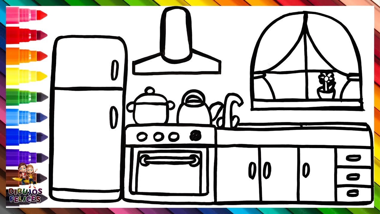 Cómo Dibujar Y Colorear Una Cocina Arcoiris 🏠🥘🌈 Dibujos Para Niños -  thptnganamst.edu.vn