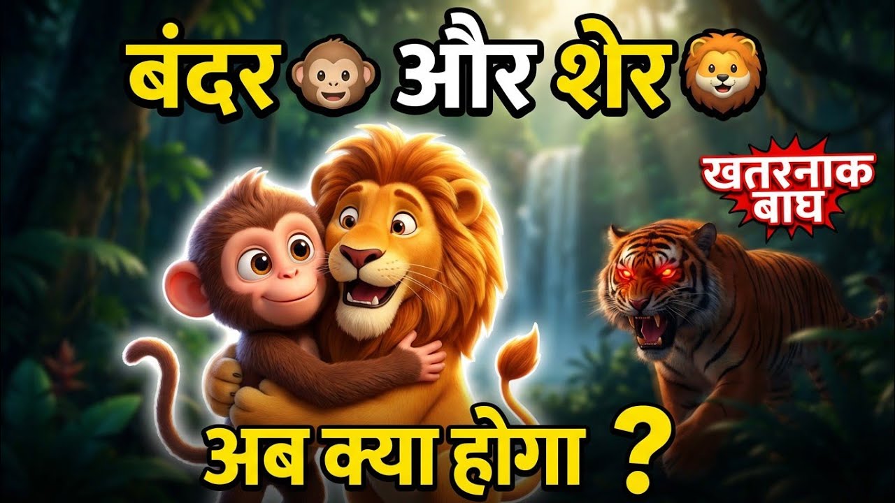   क्या बन्दर बचा पाएगा शेर को? Kids Hindi Moral Story।