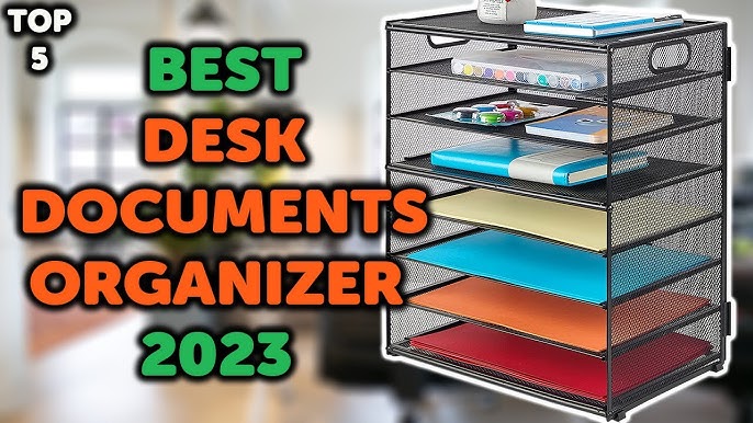 Beiz Desk Organizers and Accessories Storage with Drawer, Paper Tray and 5  Vertical File Folder Holders to Collect Office Supplies, Desktop Organizer  for Workspace Home Office School, Black