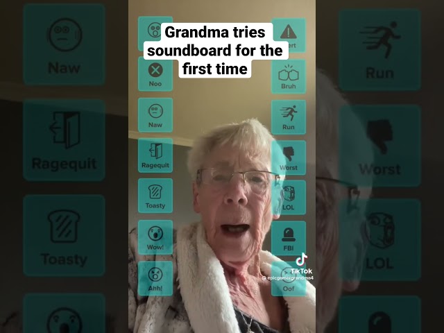 Grandma tries soundboard for the first time #comedy #jokes #funny class=