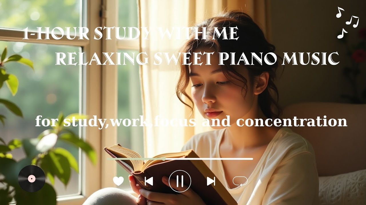1-HOUR STUDY WITH ME Relaxing Sweet Piano Music 🎹 for study,work,focus ...