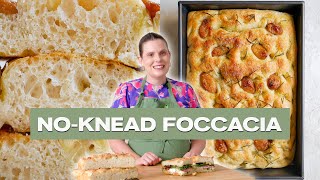 Fluffy and crispy garlic confit no knead focaccia (plus a bonus sandwich)