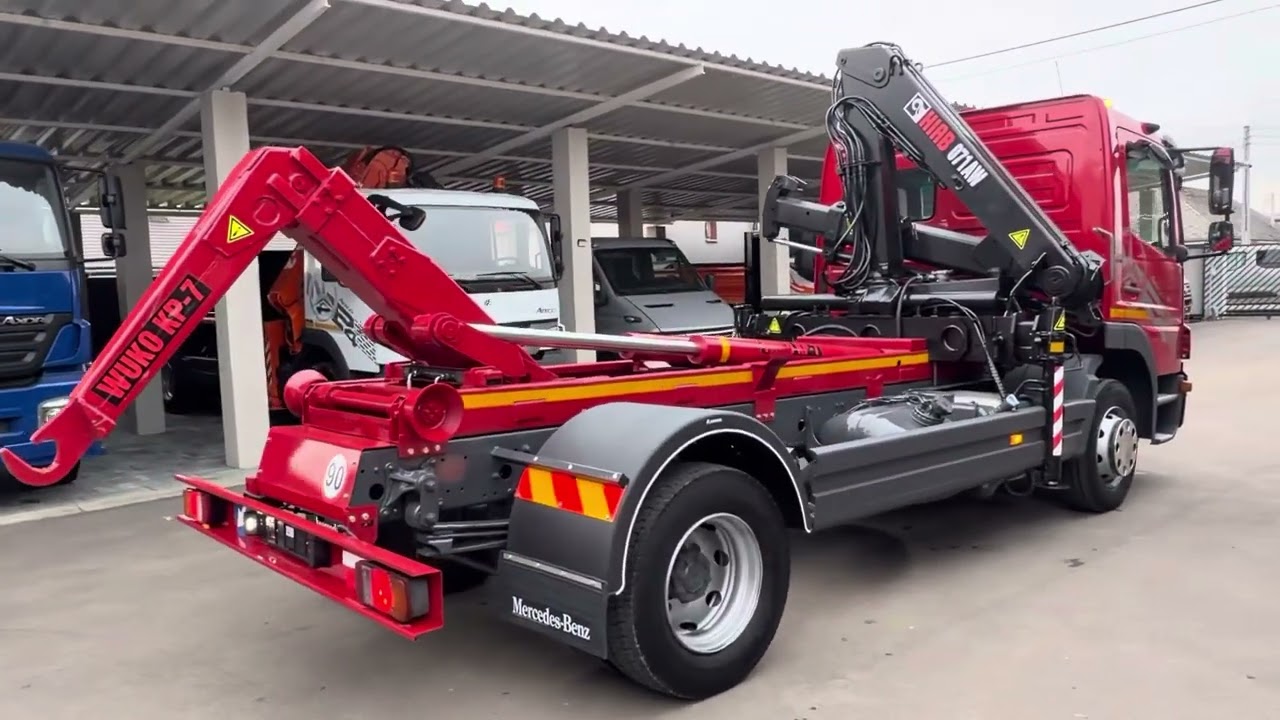 Mercedes-Benz Atego 1218 hákový nosič kontajnerov hydraulická ruka / container hooklift with crane