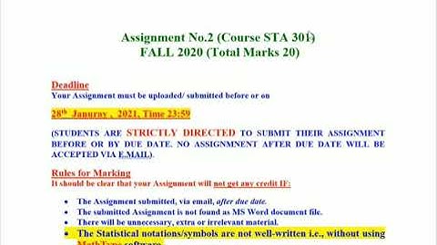 STA301 Assignment No.2 Curract 💯 Solution Fall 2020 - 2021