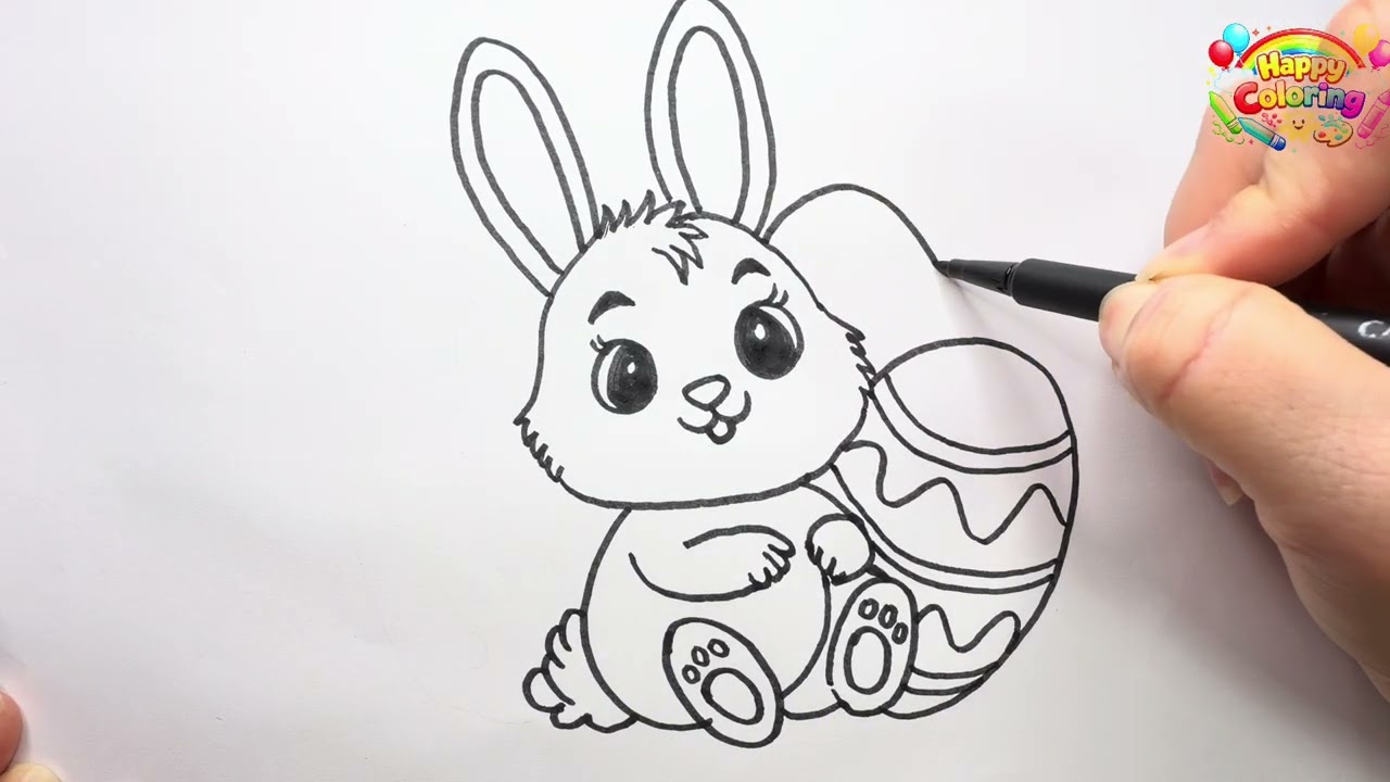 🌸 Cute Bunny Drawing & Coloring 🐰🎨 | Easy Easter Eggs Art for Kids