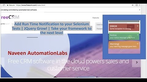 Add RunTime Notification to your Selenium Tests | Jquery Growl|Take your framework to the next level
