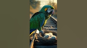 The parrot built a nest on the railway track, then....😭 #ai #aistory #birds