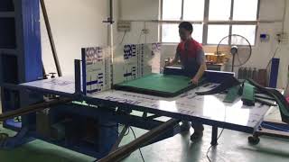 Vertical cutting machine for kitchen sponge, abrasive pad.