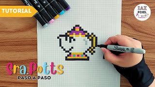 Como pintar a la SRA.POTTS de la BELLA Y LA BESTIA en PIXEL ART – Tutorial paso a paso #pixelart