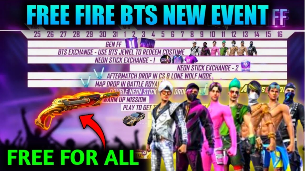 BTS EVENT CALENDAR FREEFIRE | GEN FF EVENT CALENDAR | FREEFIRE 25 MARCH  EVENT | FREEFIRE NEW EVENT - YouTube