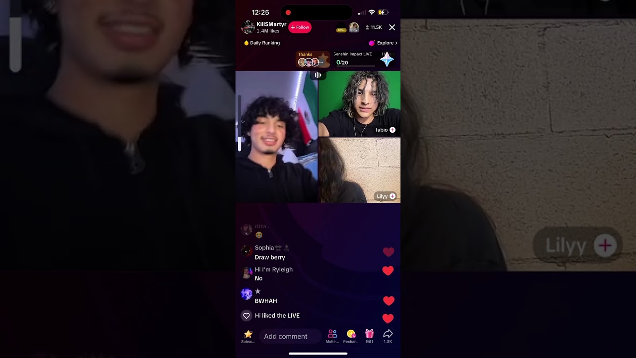 Lily, Gio, and Fabio go live. (Old live)