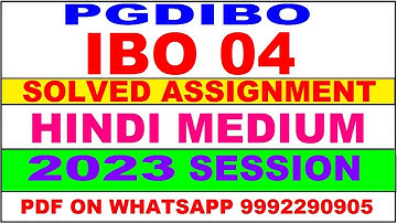 ibo 04 (PGDIBO) solved assignment 2023 | ibo 4 solved assignment in hindi 2022-23 | ibo 4 2024