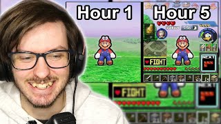 Daxellz Reacts to DougDoug Mario Speedrun, but every 5 minutes the HUD gets worse