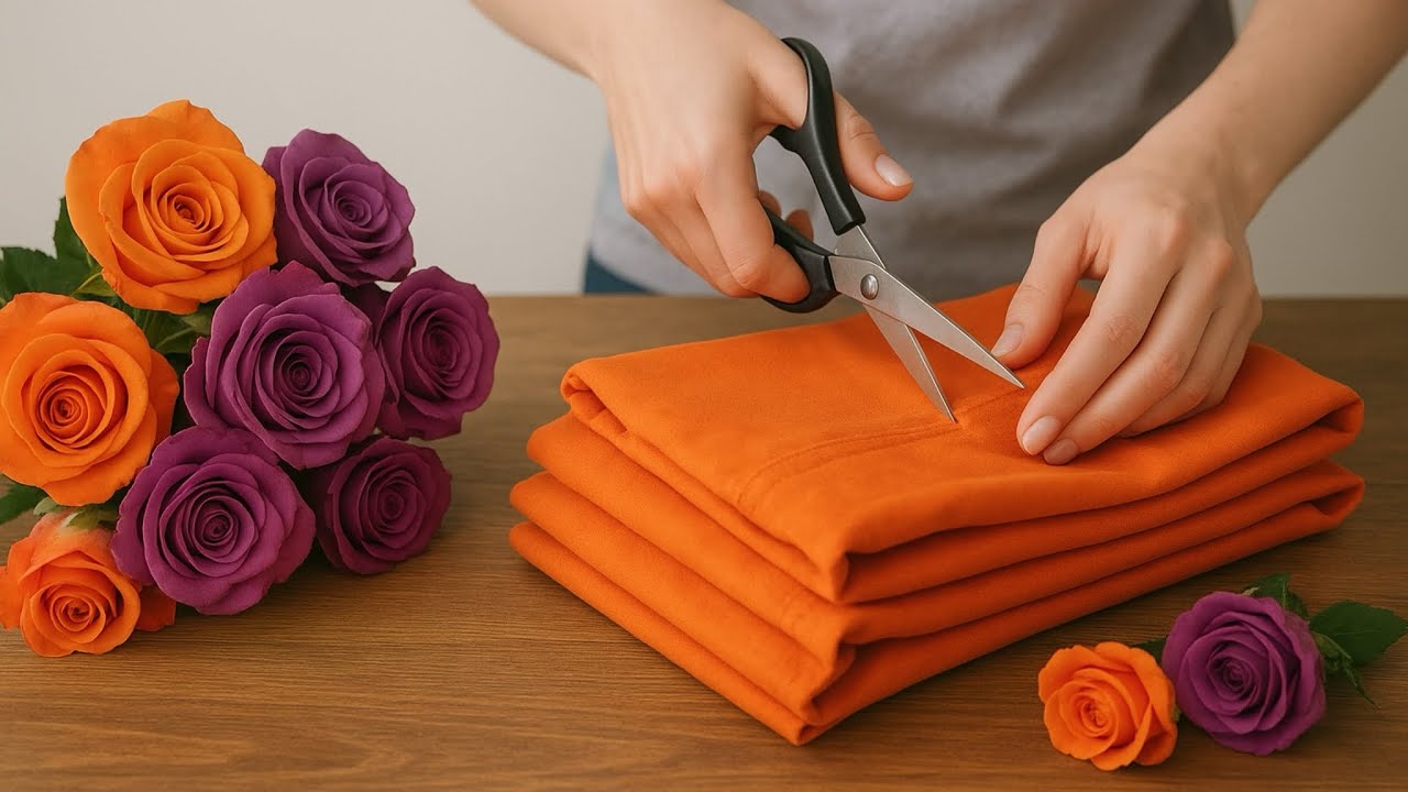 Wow! I made fabric flowers from old clothes 🌸 A creative idea for upcycling!👖🩳