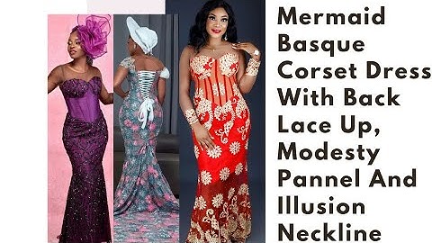 Easy Mermaid Basque Corset Dress With Back Lace Up, Modesty Pannel And Illusion Neckline/DIY Bra Cup