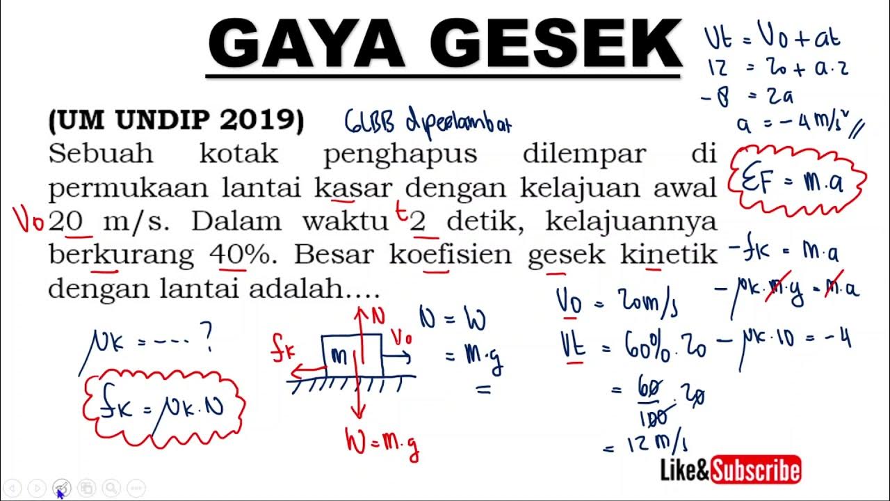 KOEFISIEN GESEK KINETIK GLBB DAN HUKUM NEWTON (UM UNDIP 2019) | Fisika