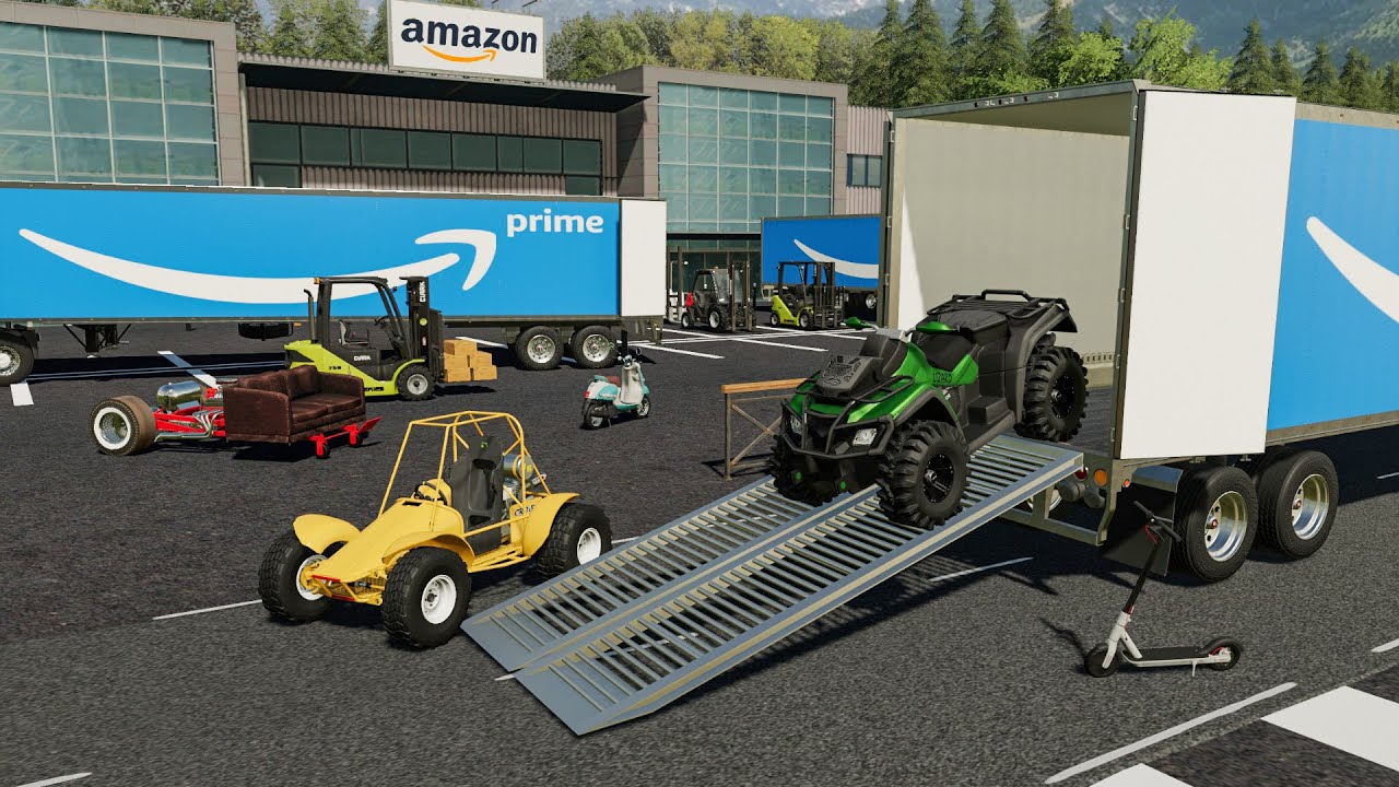 Dans la peau d'un livreur Amazon sur Farming Simulator 19 (Colis spéciaux,  canapé à moteur & Buggys) - YouTube
