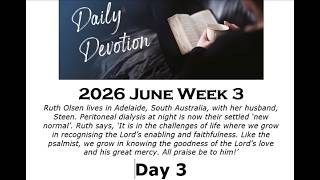 Devotions from the Lutheran Church of Australia - Week 3 in June 2026 Day 3