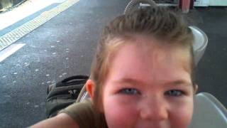 Abigail Making Monster Sounds at The Train Station