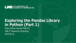 Exploring the Pandas Library in Python (Part 1) [DSJC-009]