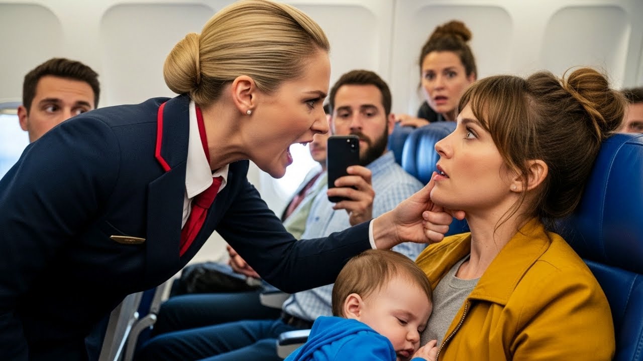 Stjuardesa ošamarila jednostavnu mamu držala bebu — ne znajući njezin muž vlasnik avioprijevoznika