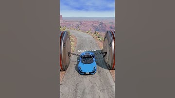 Cars Chain 2 Giant Bollards Crash - BeamNG Drive