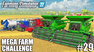 BIG WHEAT HARVESTING Operation with JOHN DEEREs | MEGA FARM Challenge | Farming Simulator 22