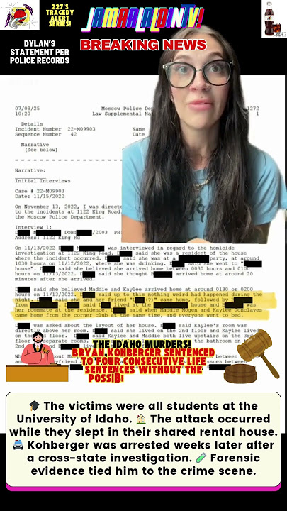 #Breaking News🚨 IDAHO MURDERS: DYLAN MORTENSEN's Statement Per Police Records Ep18 #SHORTS #tiktok