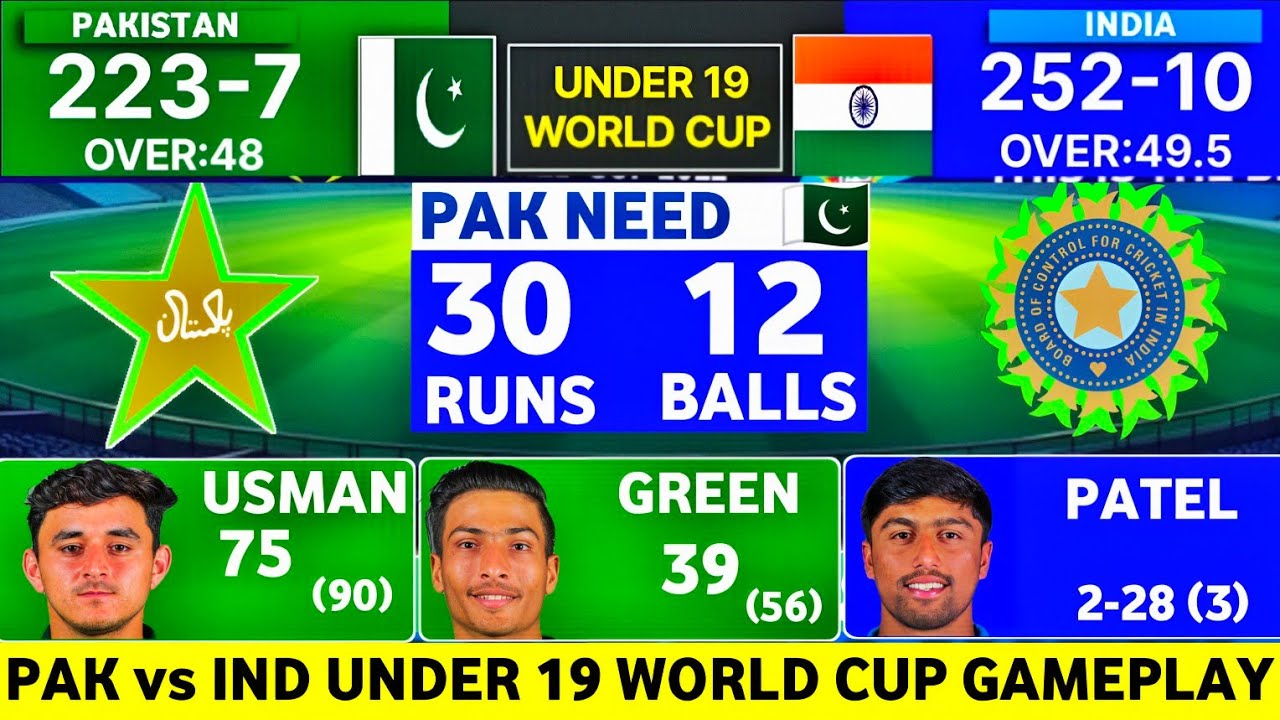 IND U19 vs PAK U19 Match | World Cup Under Last 2 Over Drama Gameplay 