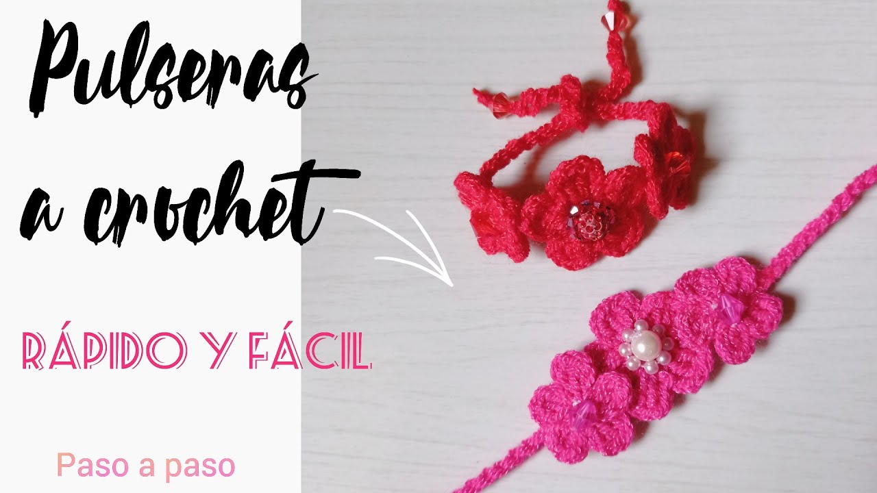 pulsera de flores para niñas a crochet| rápido y fácil de hacer