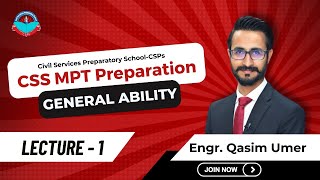 CSS MPT 2025 Preparation Live Class - 1 (General Ability) | Engr. Qasim Umer | MPT Classes by CSPs