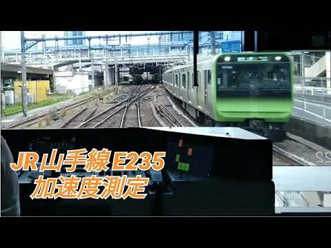 【🚃📈(2倍速)JR山手線加速度測定】E235外回り(品川⇨大崎⇨五反田)加速、減速共に0.1G強といったところです。