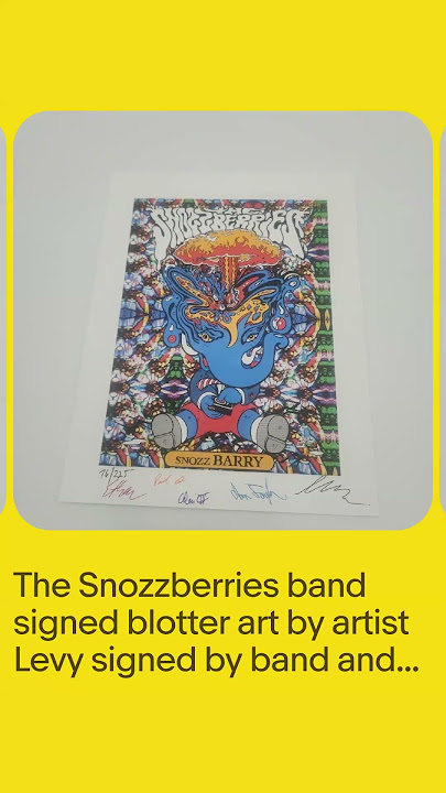 The Snozzberries band signed blotter art by artist Levy signed by band and Levy