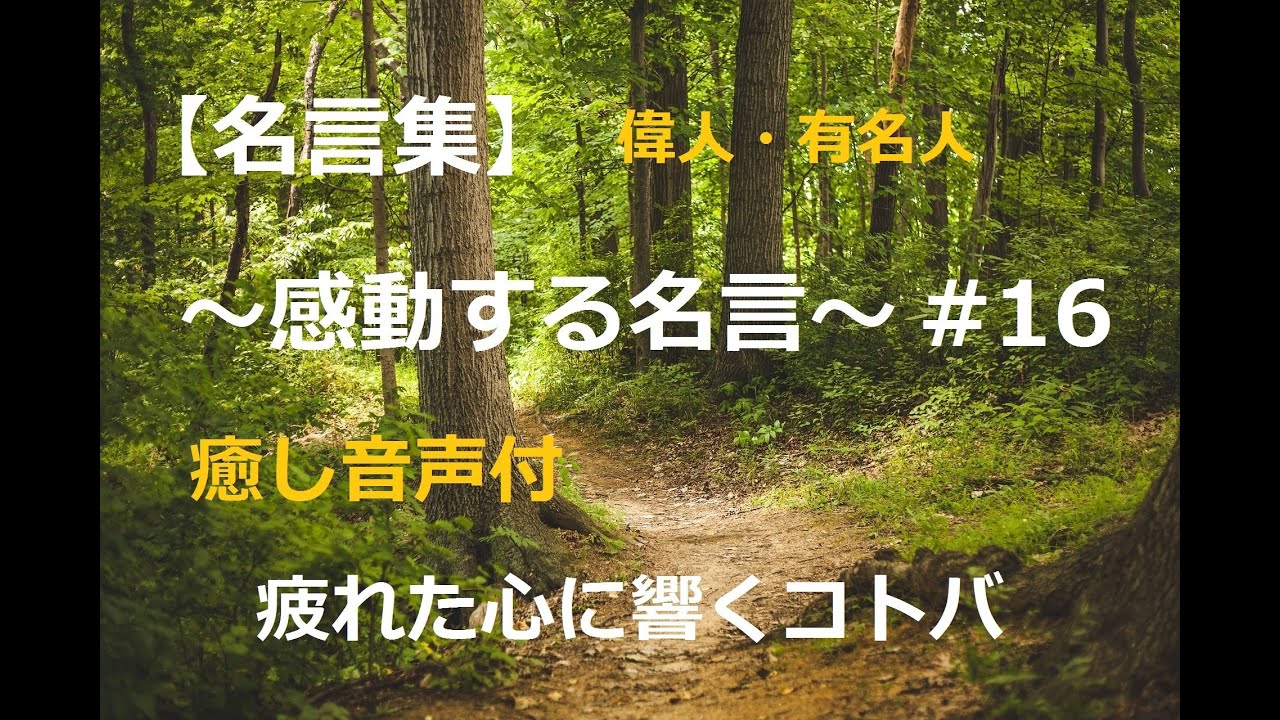名言集 感動する名言 16 偉人 有名人 癒し音声付 疲れた心に響く言葉 Youtube