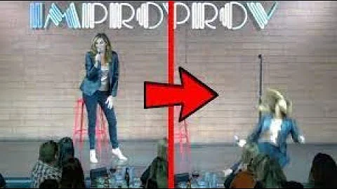 Comedian Heather McDonald falls down on stage when she mocks Jesus! - God made her collapse...