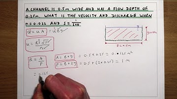 Manning’s equation to calculate velocity and discharge for a rectangular open channel