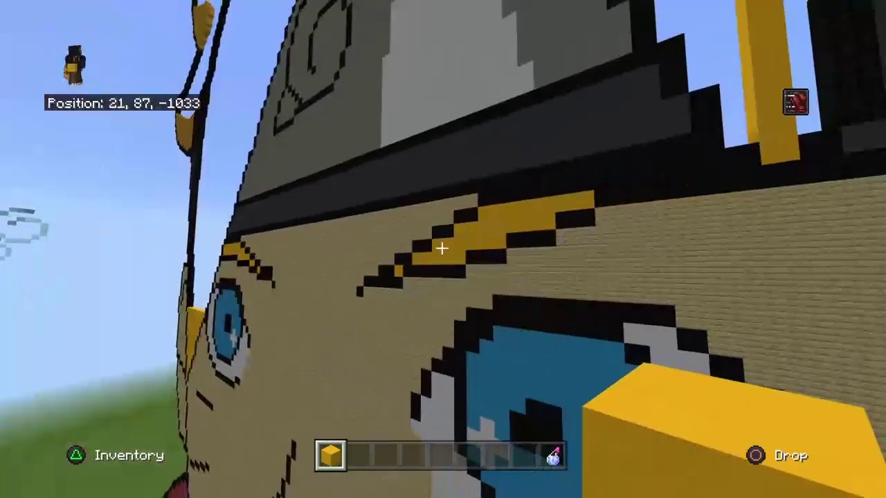 Minecraft building a pixel art Boruto  (Using a tutorial by PhoenixDeath Gaming) p2