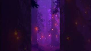 Enchanted Forest Night Ambience 🌙 Purple Glow + Fireflies | for Study & Sleep