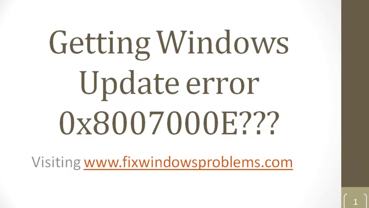 New Fix Windows Update error 0x8007000E