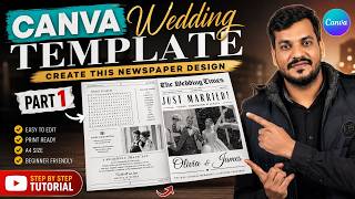 Canva Wedding Newspaper Template Tutorial | Part 1 | Foldable Invitation Design