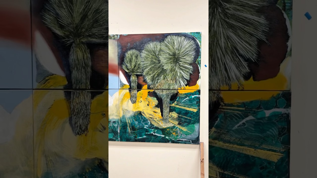 Henry Edwards Trust Art residency studio with painting in progress 