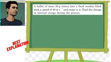 A bullet of mass 20 g enters into a fixed wooden block with a speed of 40 m s − 1 and stops in it.