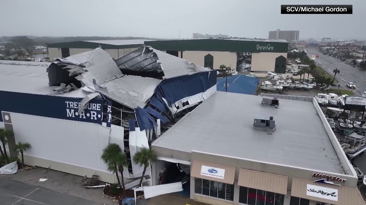 Drone video shows tornado damage in Florida - YouTube