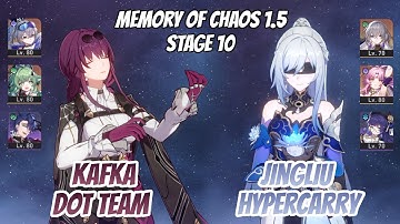 Kafka DoT w/ SW & Jingliu Hypercarry Memory of Chaos Stage 10 (3 Stars) | Honkai Star Rail