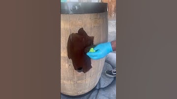 How to transform an old oak wine barrel into a bar top table for serving || extreme MAKEOVER