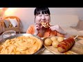 Mukbang *SUPER CREAMY* Rose Tteokbokki with Sausage, Corn Dog, and Meatballs