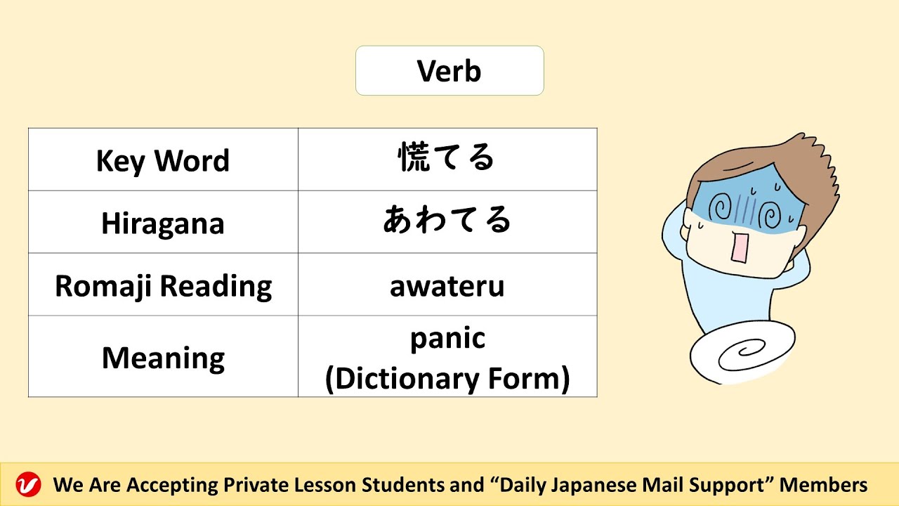 慌てる (あわてる、awateru) | panic | Japanese Vocabulary and the Pronunciation ...