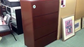 Cherry 36 W Four Drawer Lateral File Cabinet - Lorell - 20 LEFT