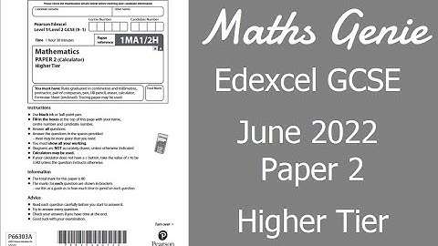 Edexcel GCSE Maths June 2022 2H Exam Paper Walkthrough