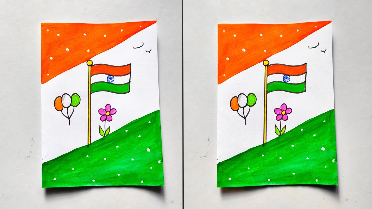 Простой вариант индийского флага для Индии | Идея для открытки ко Дню Республики | Как легко сдел...